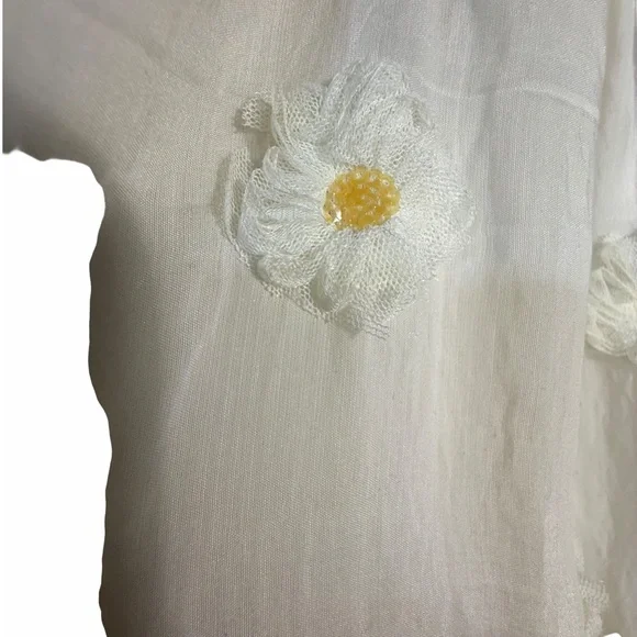 Storia Cream Floral Eyelet Maxi Dress with Bow Front Ruffle Straps Lrg - Picture 6 of 13